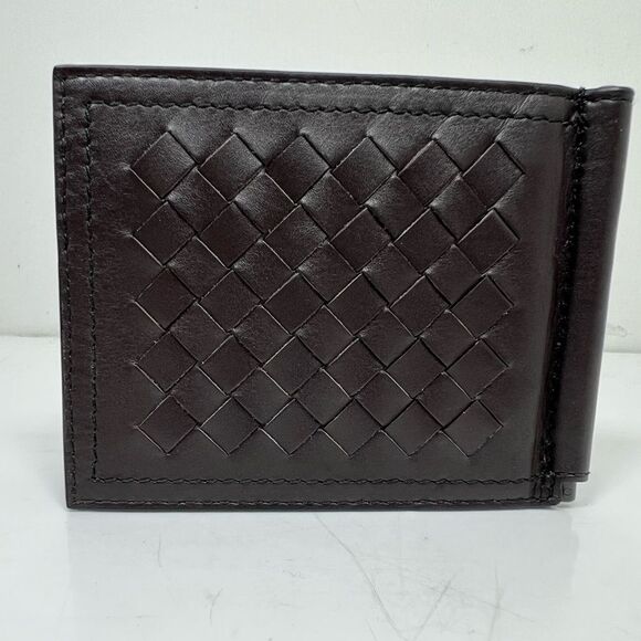 Authentic Bottega Veneta Brown Intrecciato Leather Money Clip Bifold Wallet - Picture 4 of 6